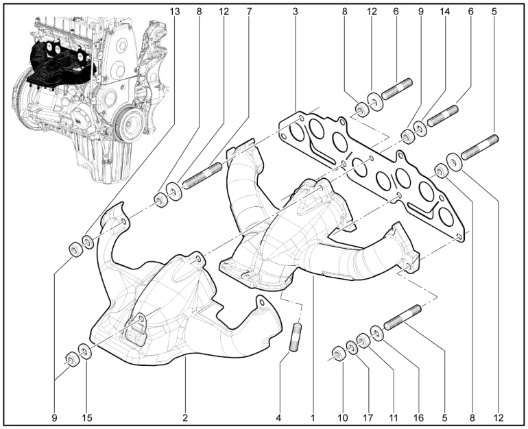 Коллектор выпускной (дв.1,8л. - P3P)