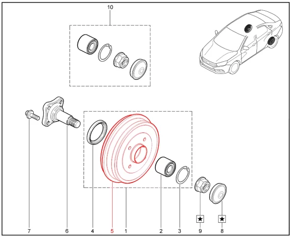 Барабан заднего тормоза для Lada Vesta, XRAY, Iskra