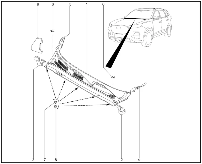 Накладка рамы ветрового окна для XCITE X-Cross 8, Chery Tiggo 8 Pro