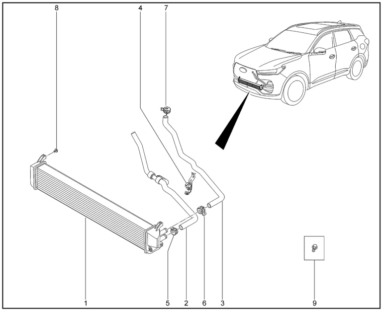 Радиатор охлаждения двигателя дополнительный для XCITE X-Cross 7, Chery Tiggo 7 Pro