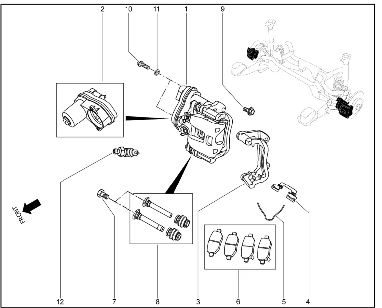 Тормоз задний (E1) для XCITE X-Cross 8, Chery Tiggo 8 Pro
