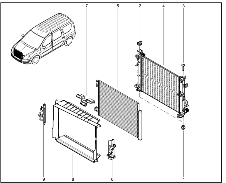 Радиатор охлаждения двигателя (FL)