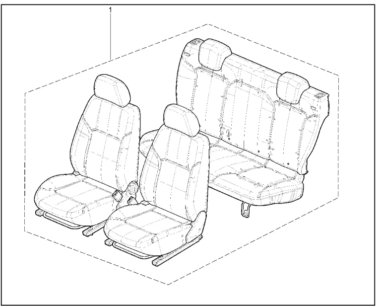 Комплект сидений (с двумя подголовниками второго ряда)