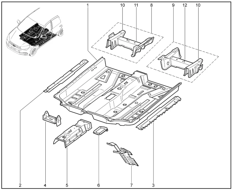 Элементы кузова нижние передние
