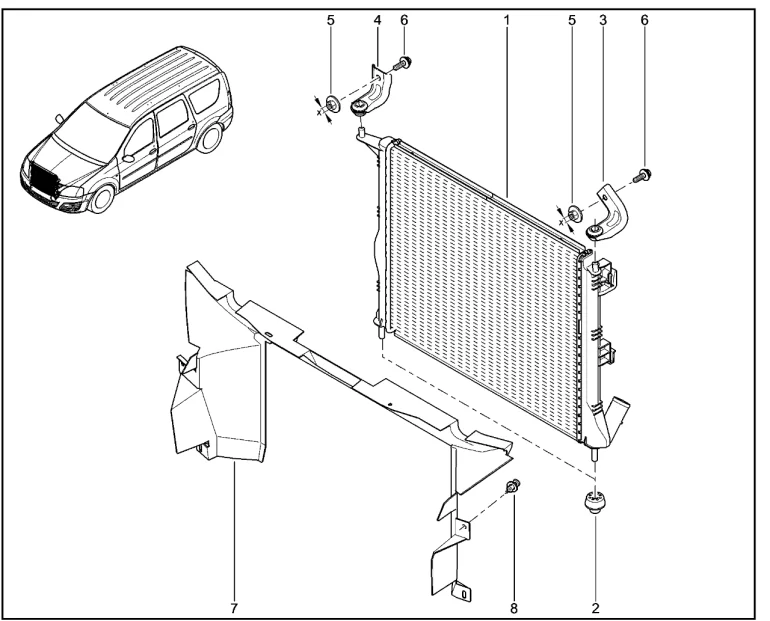 Радиатор охлаждения двигателя (без КУ)