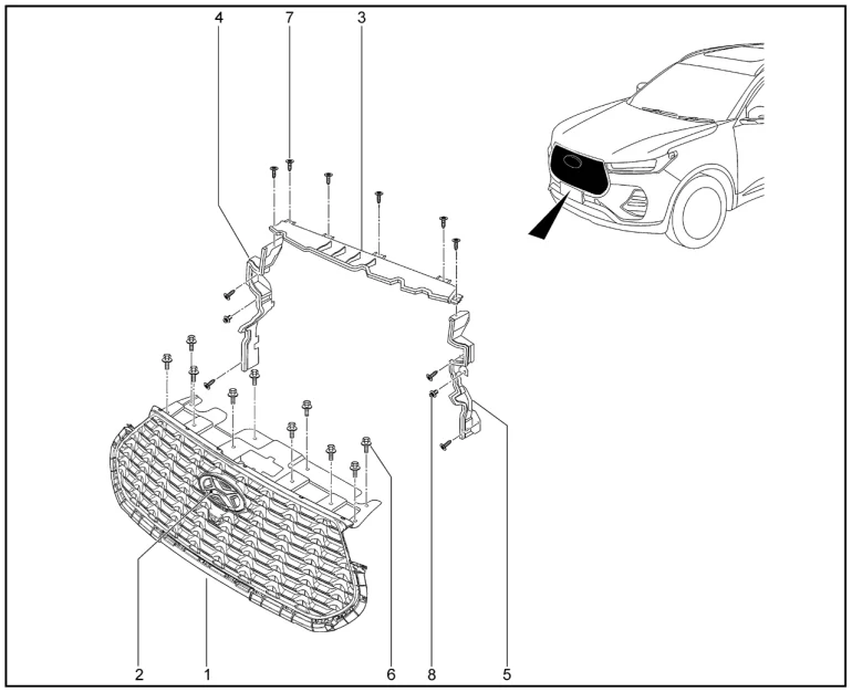 Облицовка радиатора для XCITE X-Cross 7, Chery Tiggo 7 Pro