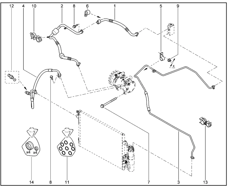 Трубопровод, шланги кондиционера (K7M)