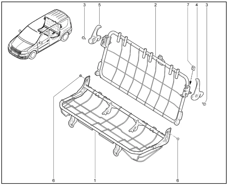 Каркас сидений второго ряда (100)