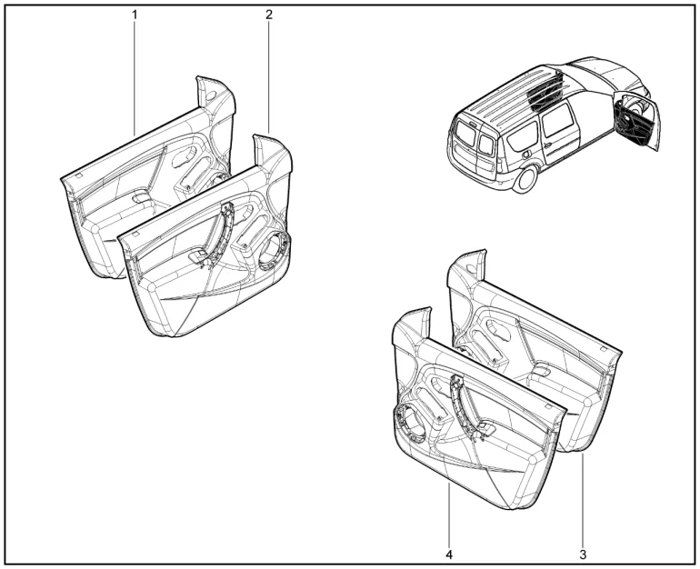 Обивки передних дверей (в сборе) (FL)