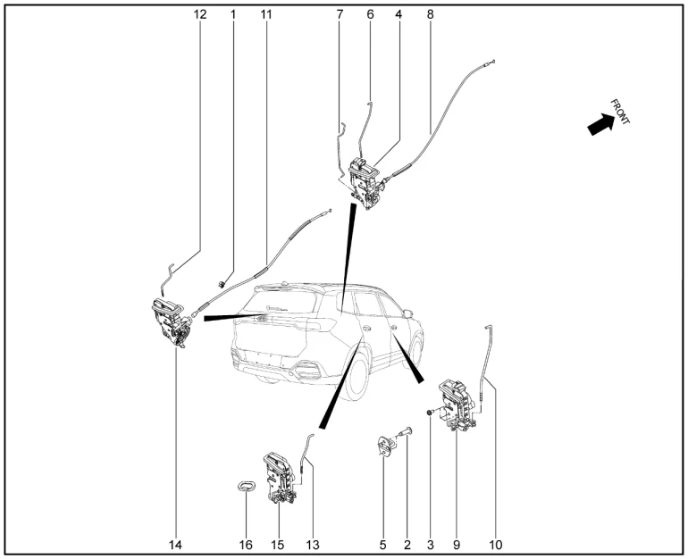 Замки дверей передних и задних для XCITE X-Cross 8, Chery Tiggo 8 Pro