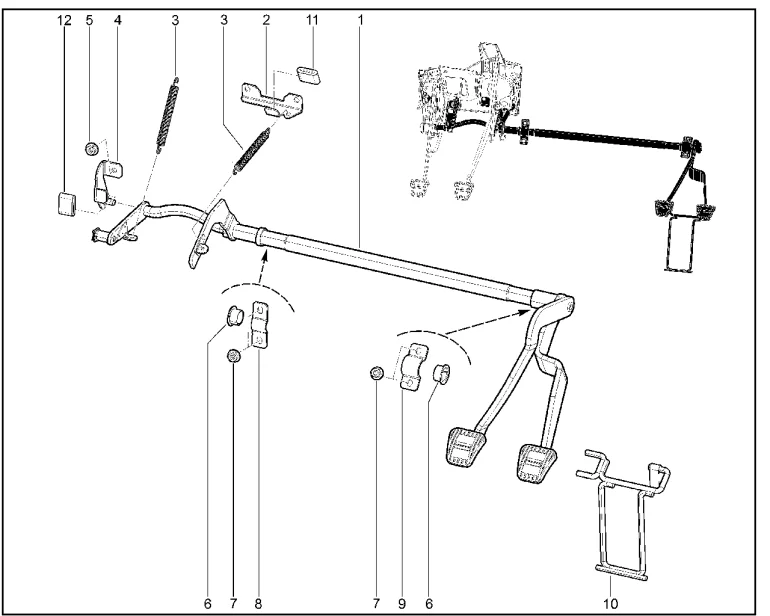 Привод тормоза и сцепления (учебный автомобиль с механической КПП)