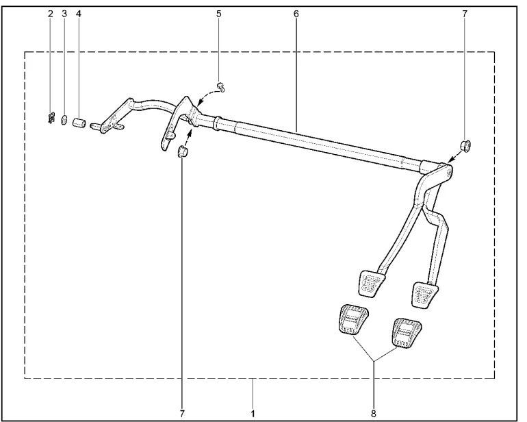 Привод тормоза и сцепления (учебный автомобиль с механической КПП)(деталировка)