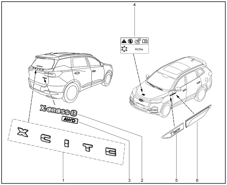 Орнаменты и таблички для XCITE X-Cross 8, Chery Tiggo 8 Pro