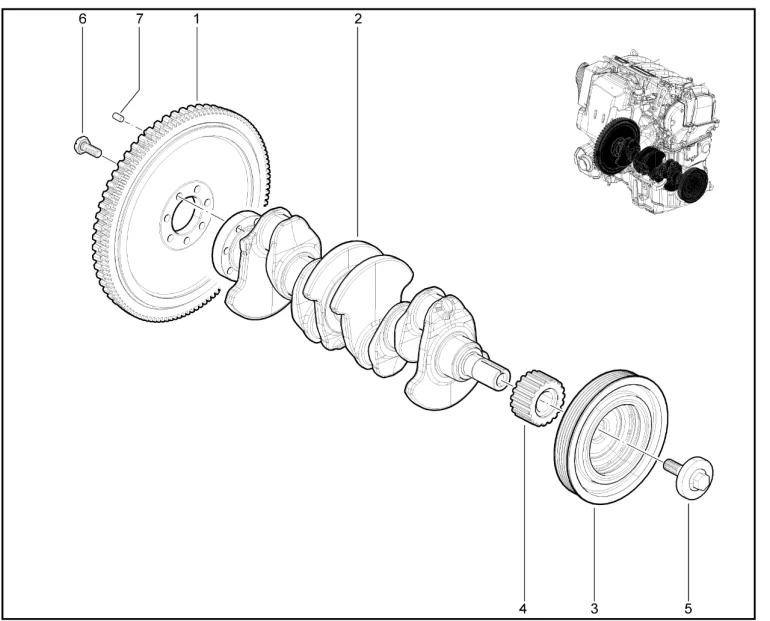 Вал коленчатый, маховик (К4М)