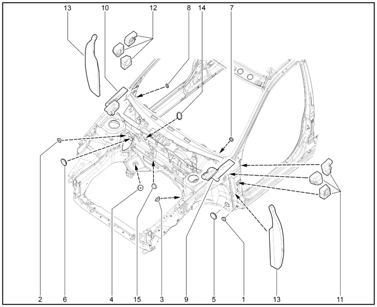Заглушки щитка передка, уплотнители