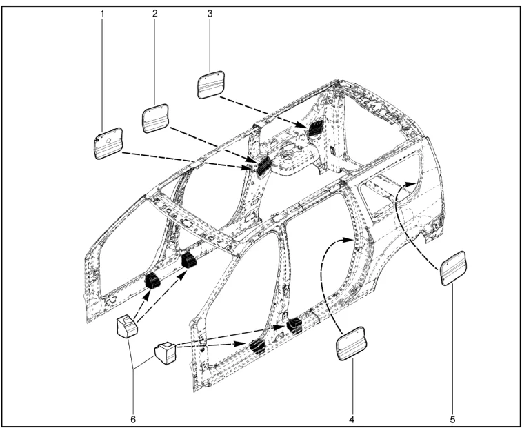 Заглушки внутренней панели боковины кузова