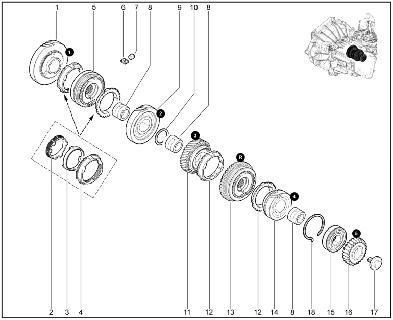 Шестерни коробки передач (JR5)