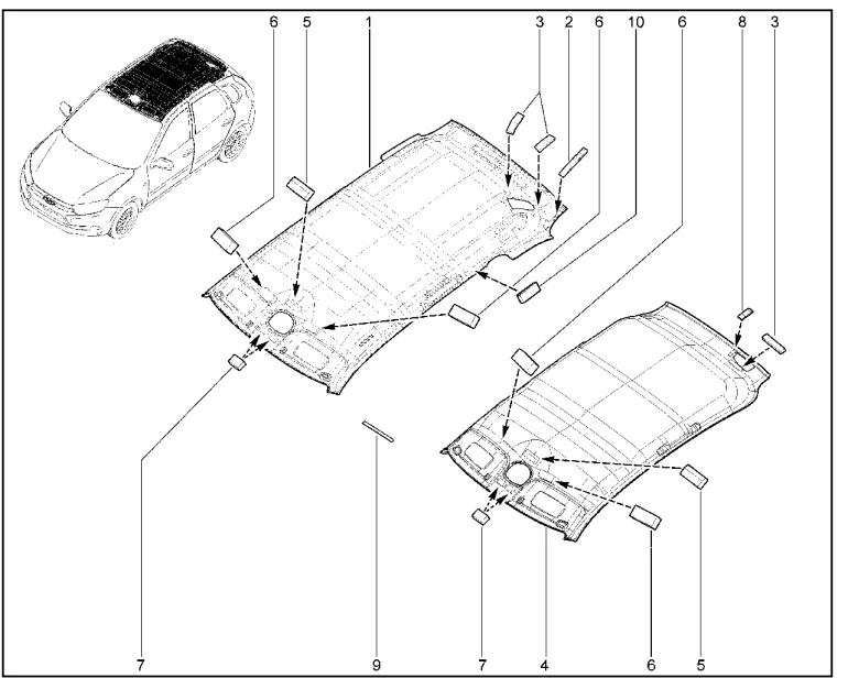 Обивка крыши (хэтчбек,универсал)