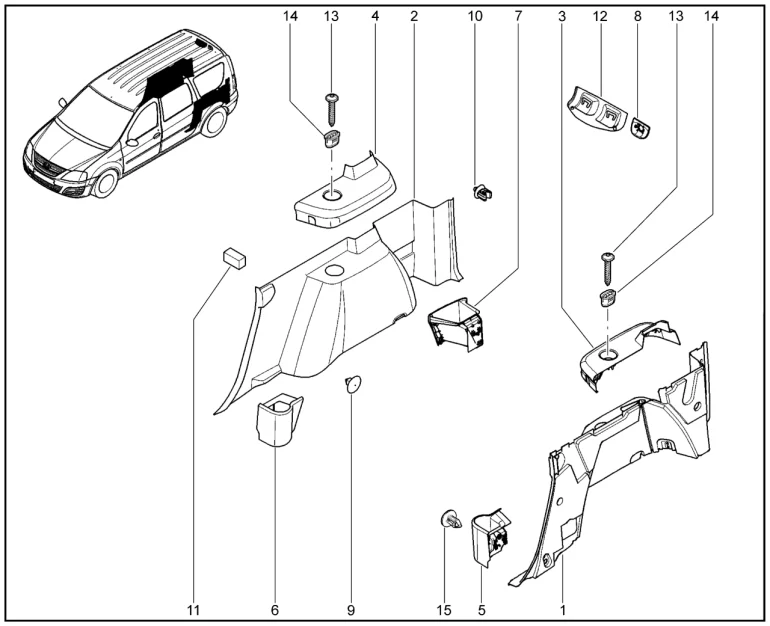 Обивки арки боковины