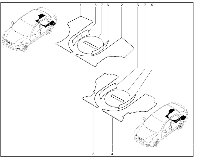 Обивки шумоизоляционные багажника (седан, лифтбек)
