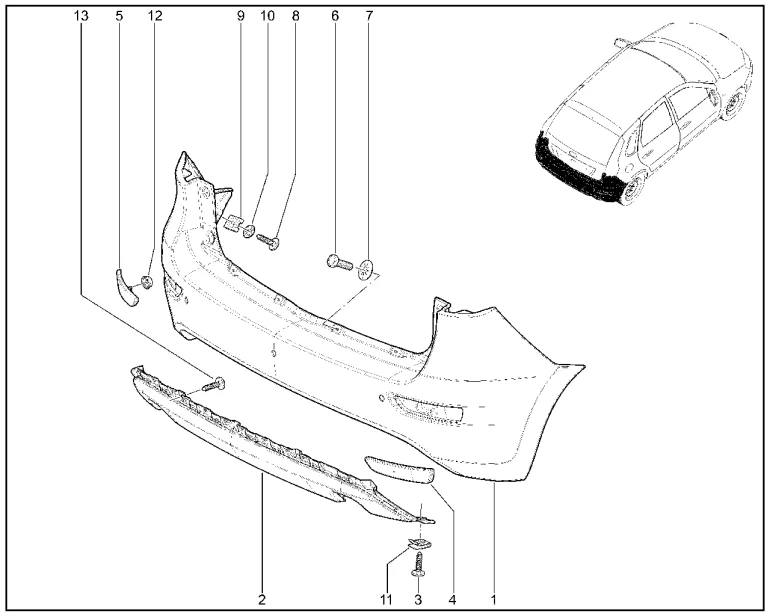 Бампер задний (хэтчбек)