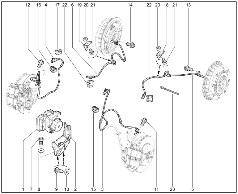 Гидроагрегат и датчики ABS (с ESP)