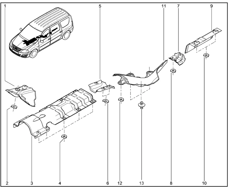 Термоэкраны системы выпуска (K4M)
