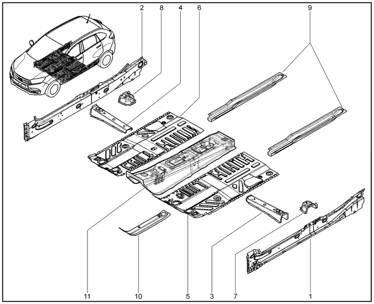 Элементы кузова нижние средние