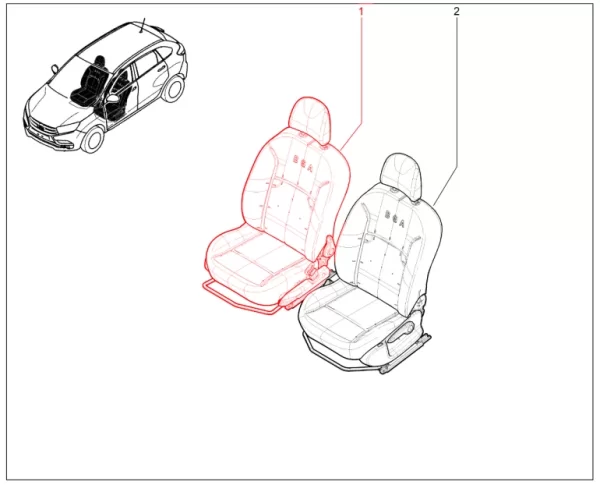 Сиденье переднее правое CLUB для Lada XRAY
