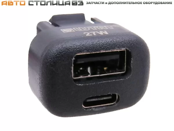 Зарядное устройство USB + TYPE-C SHTAT быстрая зарядка 27W для Lada Kalina, Niva Chevrolet, Samara