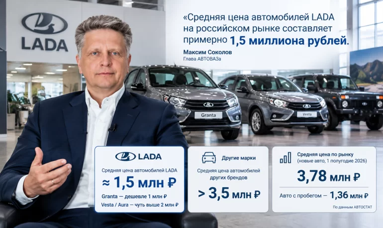Среднюю цену автомобилей LADA сравнили с общей по рынку