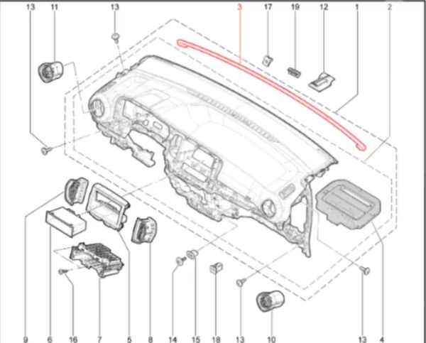 Уплотнитель панели приборов для Lada Iskra