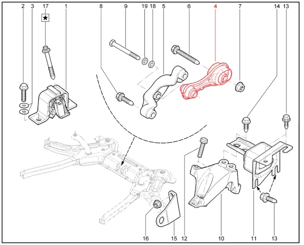 Штанга подвески двигателя 8450045254 для Lada Vesta, XRAY, Largus, Iskra